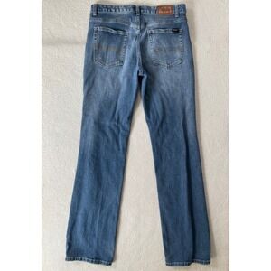 Threadgrit Mens 32x36 Straight Leg‎ Jeans Blue Medium Wash Embroidered Pockets